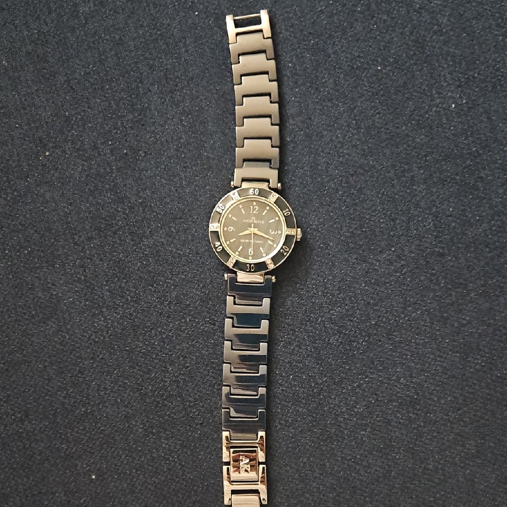 Stylish Black and Silver Anne Klein Watch